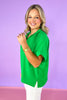 Kelly Green Short Dolman Sleeve Top, v-neck, collared, spring top, summer top, work top, church top, versatile, ssys by mallory fitzsimmons