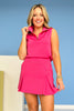 SSYS Quarter Zip Scuba Sleeveless Top In Hot Pink, scuba drop, must have fabric, easy to wear, ssys by mallory fitzsimmons