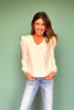 SSYS Sarah V Neck Long Puff Sleeve Top In Ivory