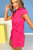 SSYS Cap Sleeve Collared Scuba Top In Hot Pink, scuba drop, must have fabric, ssys by mallory fitzsimmons
