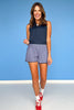 SSYS Navy Gingham Printed Active Shorts