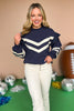 Navy Contrast Stripe Ruffle Detail Sweatshirt, gameday style, gameday top, must have top, must have style, fall style, fall fashion, elevated style, elevated top, mom style, shop style your senses by mallory fitzsimmons, ssys by mallory fitzsimmons