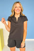 SSYS Cap Sleeve Collared Scuba Top In Black, scuba drop, easy to wear, must have fabric, ssys by mallory fitzsimmons