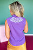 SSYS Edith Sleeveless Denim Embroidered Top In Purple