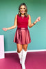 SSYS Felicity Metallic Skort In Maroon *FINAL SALE*