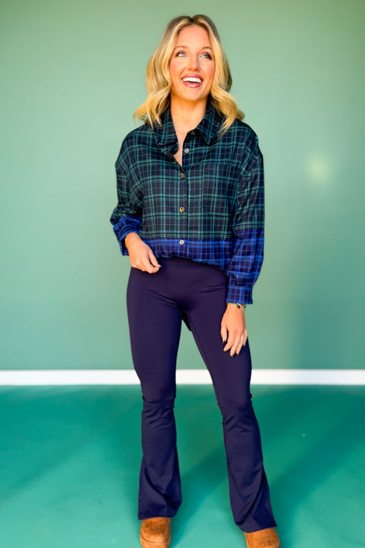 SSYS Navy Flare Leggings With Open Side Slit