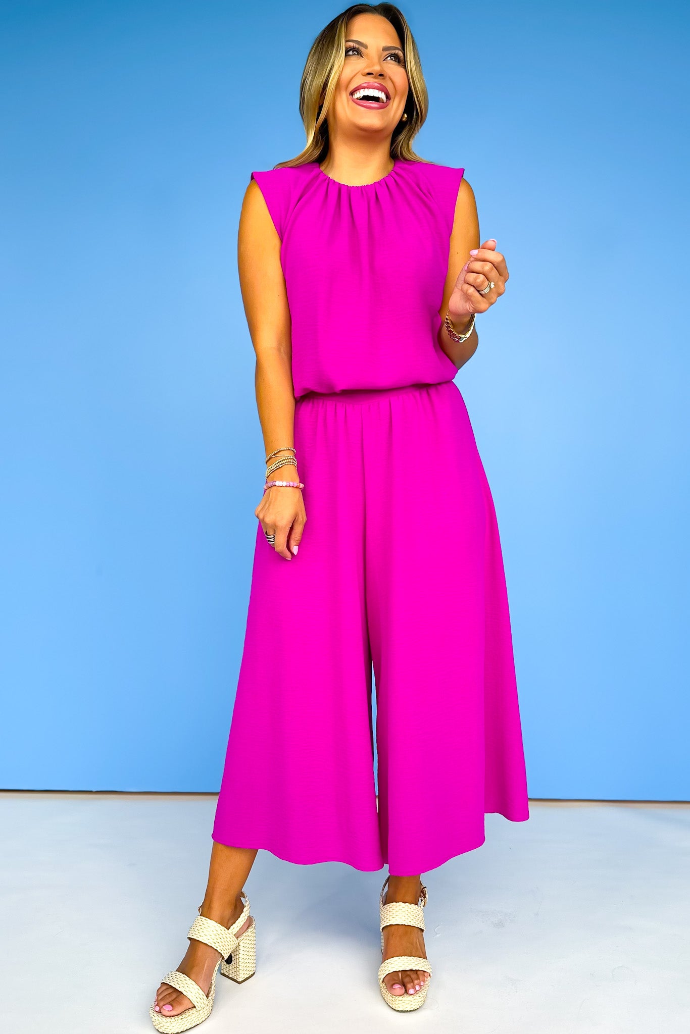Orchid Front Pleat Back Elastic Wide Leg Pants *FINAL SALE*