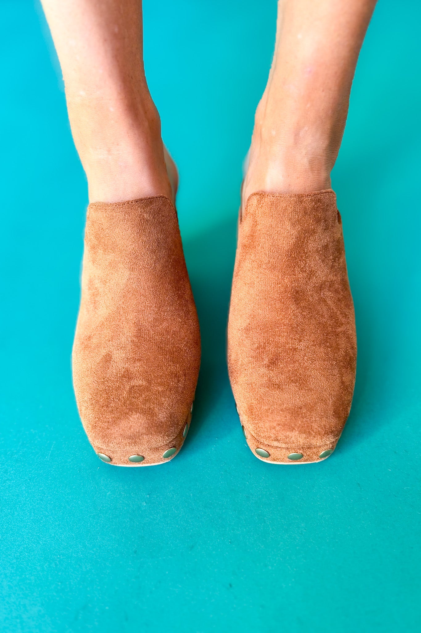 Brown Suede Platform Mules