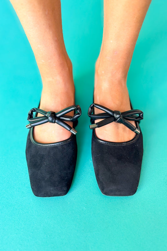 Shu Shop Black Suede Knot Ballet Flats
