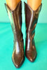 Dark Brown Sleek Mid-Calf Western Boots