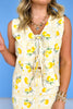 Cream Lemon Print Front Bow Tie Top Midi Skirt Set *FINAL SALE*