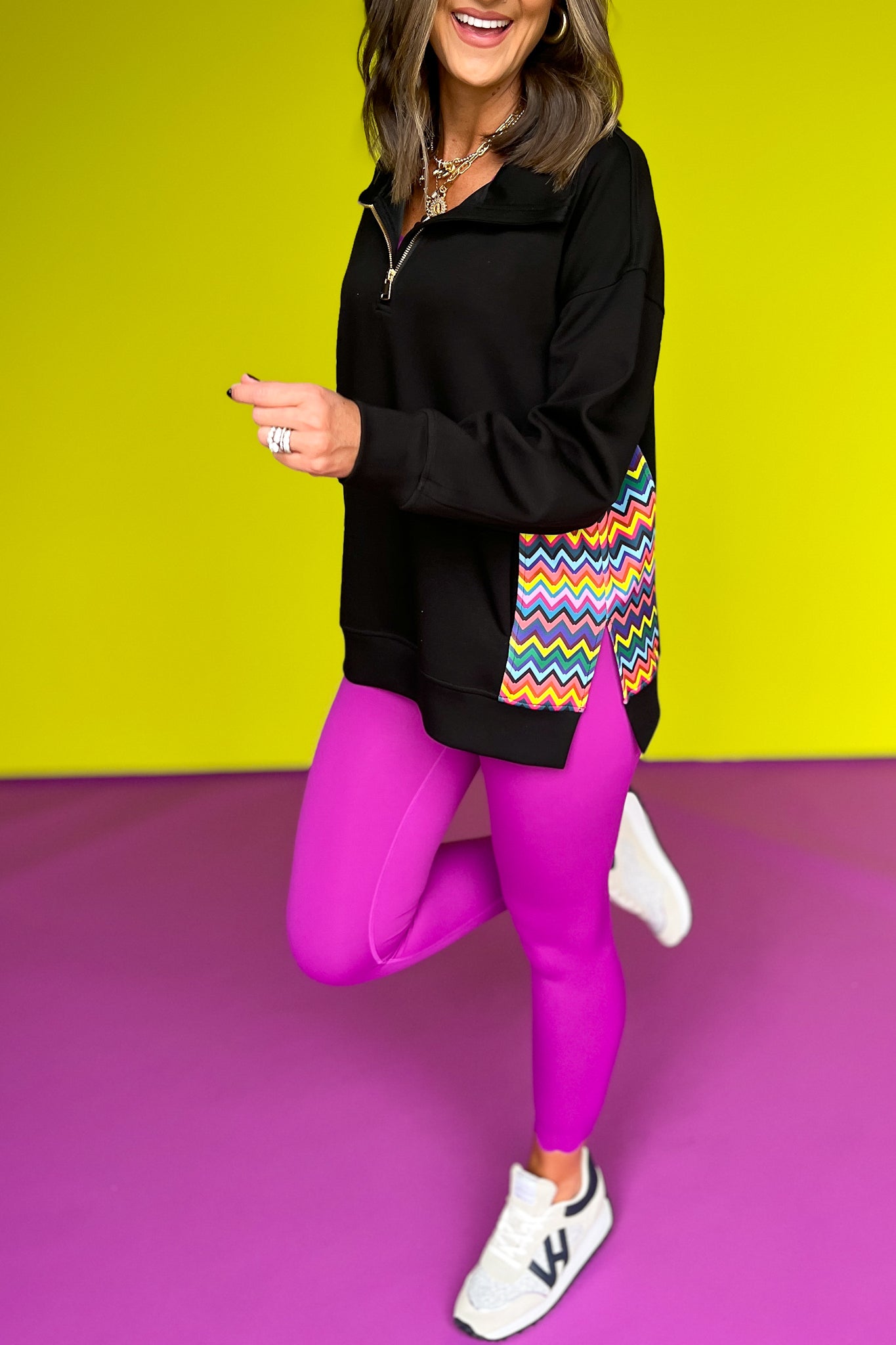 SSYS The Ainsley Air Pullover In Zig Zag Inset, SSYS the label, SSYS athlesiure, perfect sweatshirt, perfect pull over, must have pull over, must have workout top, SSYS by mallory fitzsimmons