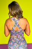 SSYS Neon Floral Navy Scallop Longline Sports Bra *FINAL SALE*