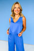 Blue V Neck Tank Wide Leg Jumpsuit *FINAL SALE*