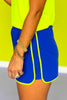 SSYS Royal Solid Active Shorts With Lime Trim