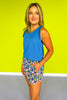 SSYS Royal Pink Ditsy Floral Printed Active Shorts