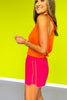 SSYS Magenta Solid Active Shorts With Orange Trim