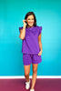 SSYS Charlie Air Ruffle Shoulder Shorts Set In Purple