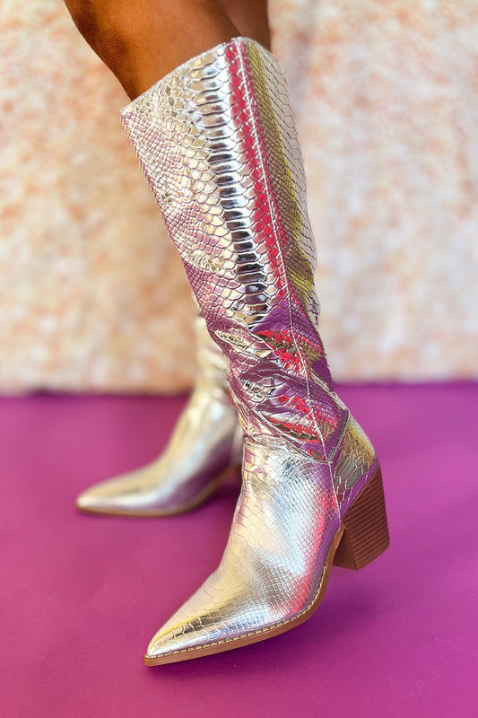 Silver Textured Metallic Boots *FINAL SALE*