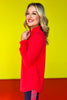 SSYS Red Honeycomb Long Sleeve Frill V Neck Active Top *FINAL SALE*