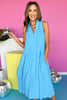 SSYS Helen Frill Neck Drop Waist Linen Maxi Dress In Blue, summer dress, ssys the label exclusive, easy to wear, mom style, high heat, ssys by mallory fitzsimmons
