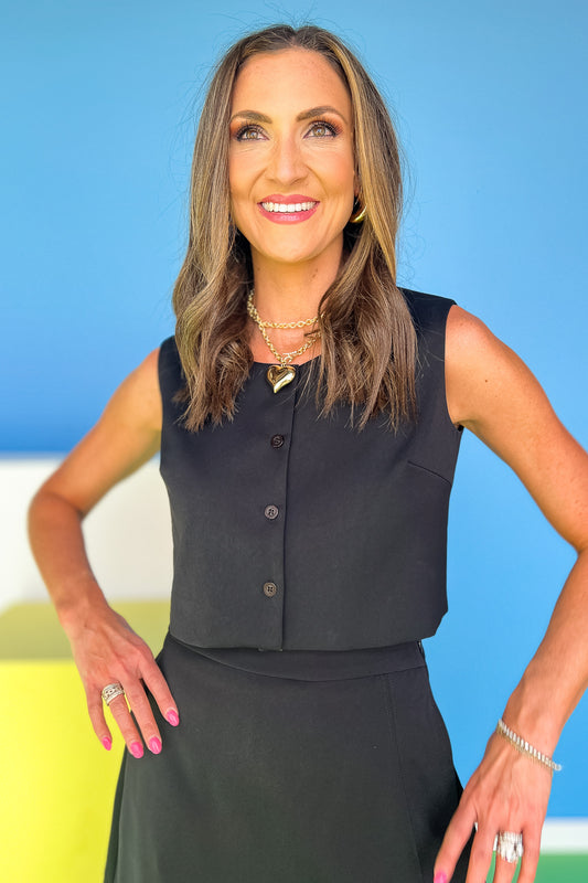 SSYS Jules Button Down Vest In Black *FINAL SALE*