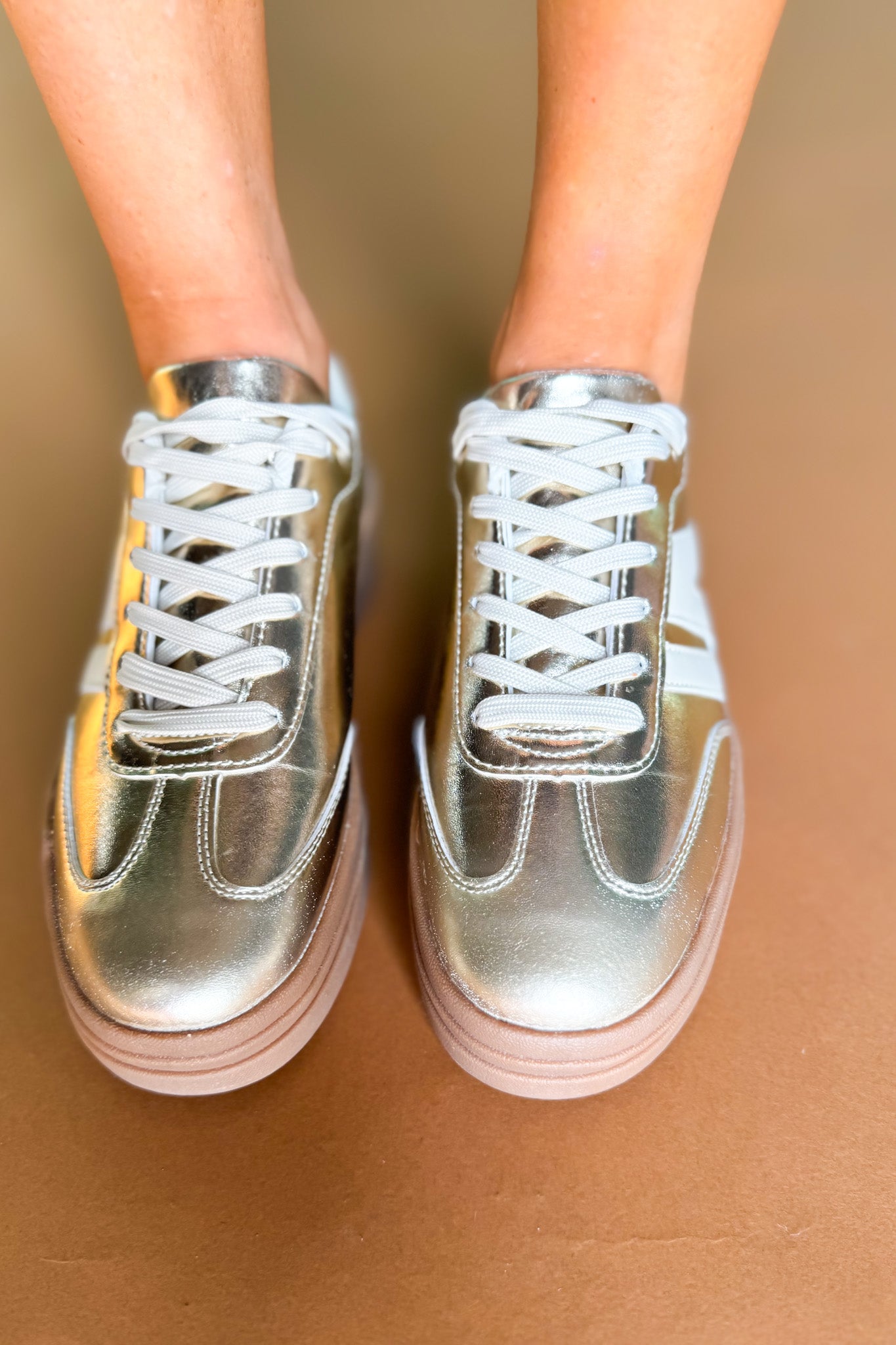 Gold Metallic Platform Retro Sneakers
