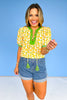 Yellow Floral Print Cross Knot Short Sleeve Top *FINAL SALE*
