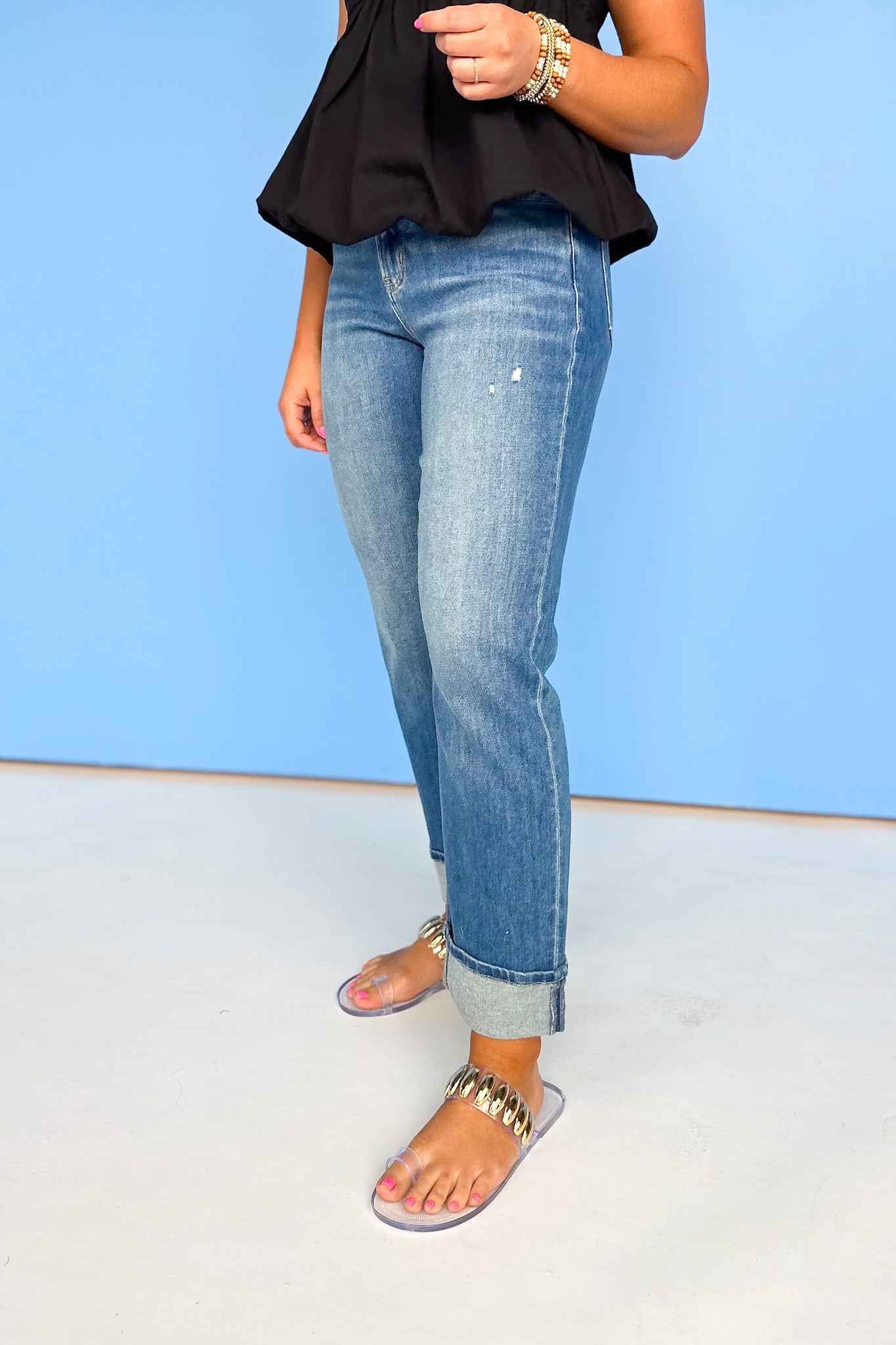 Vervet High Rise Cuffed Straight Jeans