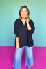 Black Collared Smocked Sleeve Band Top *FINAL SALE*