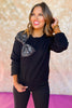 Black Sequin Bow Sweater *FINAL SALE*