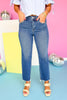 Vervet High Rise Uneven Raw Hem Crop Straight Jeans