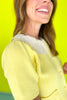 Yellow Contrast Collar Button Down Front Pocket Short Sleeve Top, ssys by mallory fitzsimmons