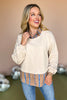 Taupe Stripe Button Down Twofer Sweatshirt Top, twofer top, must have top, must have style, fall style, fall fashion, elevated style, elevated top, mom style, shop style your senses by mallory fitzsimmons, ssys by mallory fitzsimmons