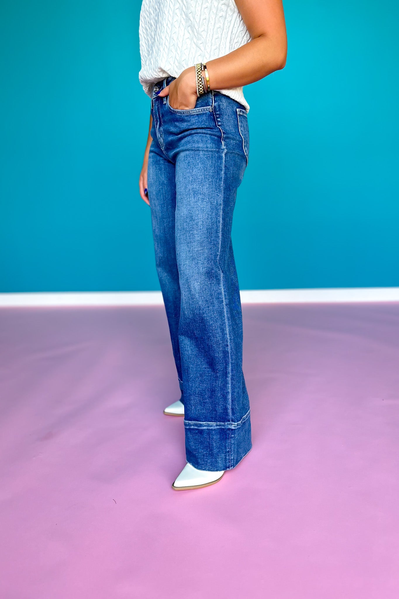 Lovervet By Vervet High Rise A Line Wide Leg Jeans