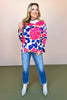Oatmeal Multi Flower Print Knit Mock Neck Drop Shoulder Side Slit Sweater *FINAL SALE*