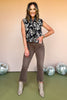 Vervet Brown Washed High Rise Distressed Hem Cropped Flare Jeans, bown jeans,  must have jeans, must have style, must have denim, fall fashion, street style, mom style, elevated comfortable, elevated style, shop style your senses by mallory fitzsimmons