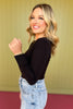 Black Boat Neck Long Sleeve Top *FINAL SALE*