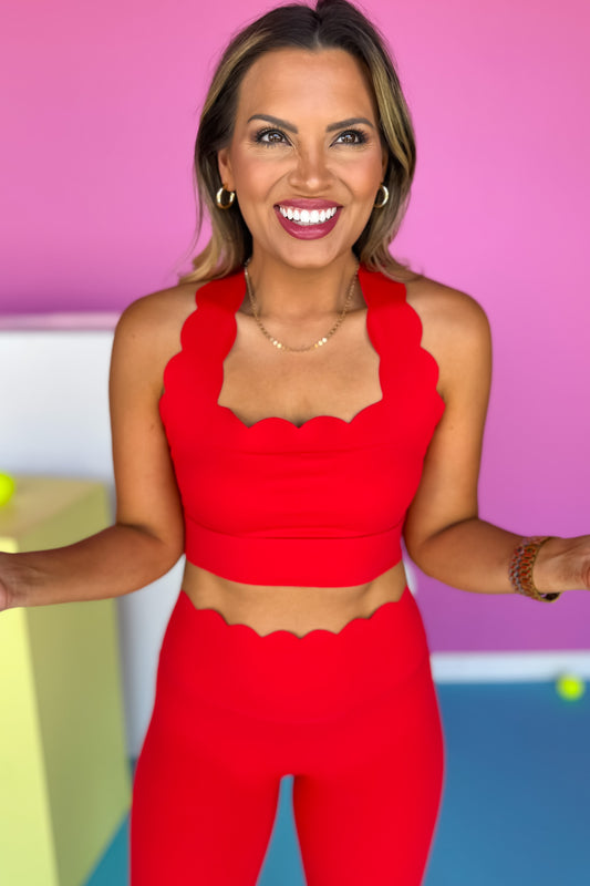 SSYS Red Longline Scallop Cross Back Sports Bra *FINAL SALE*