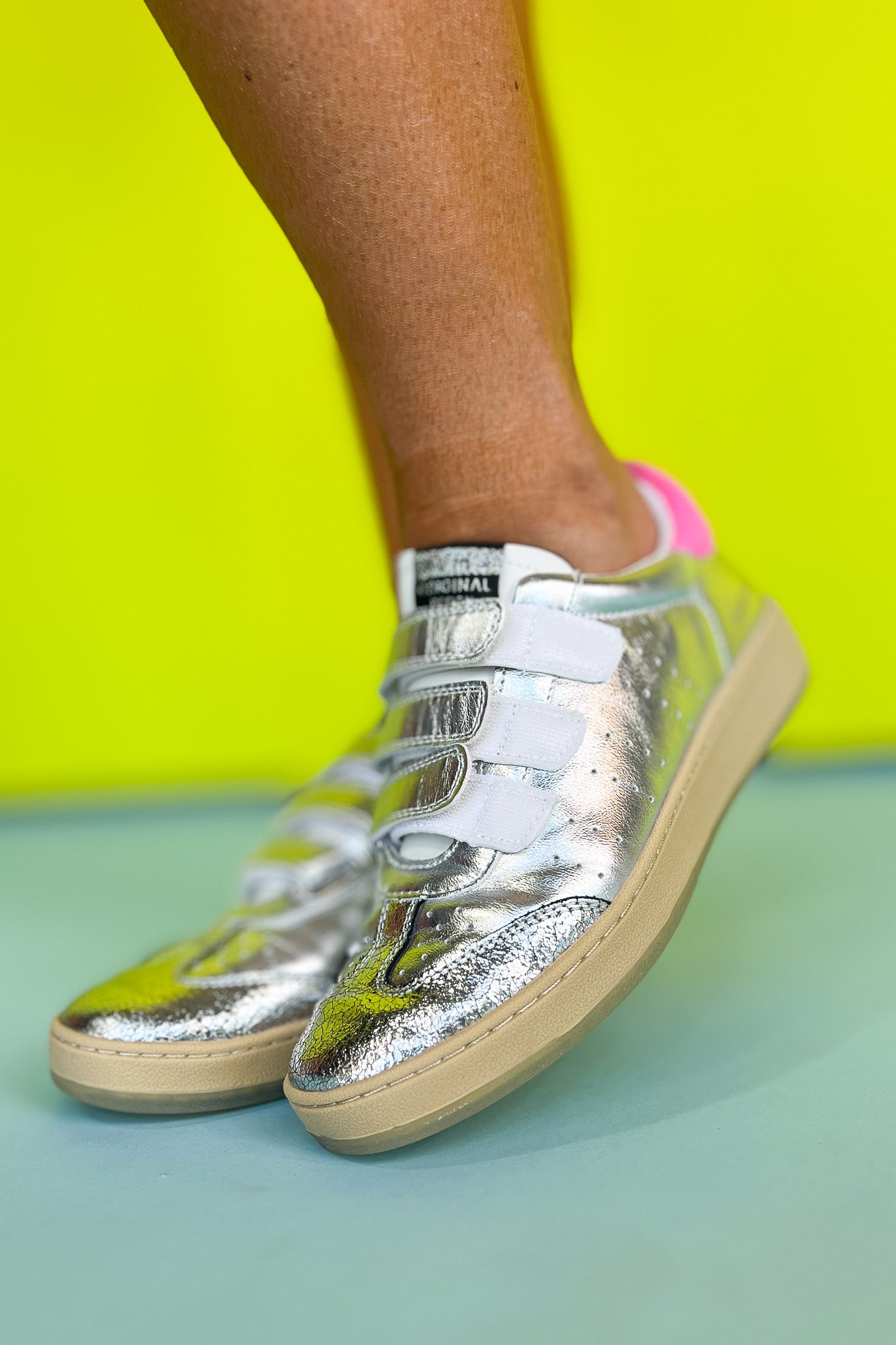 Vintage Havana Silver Metallic Velcro Strap Sneakers