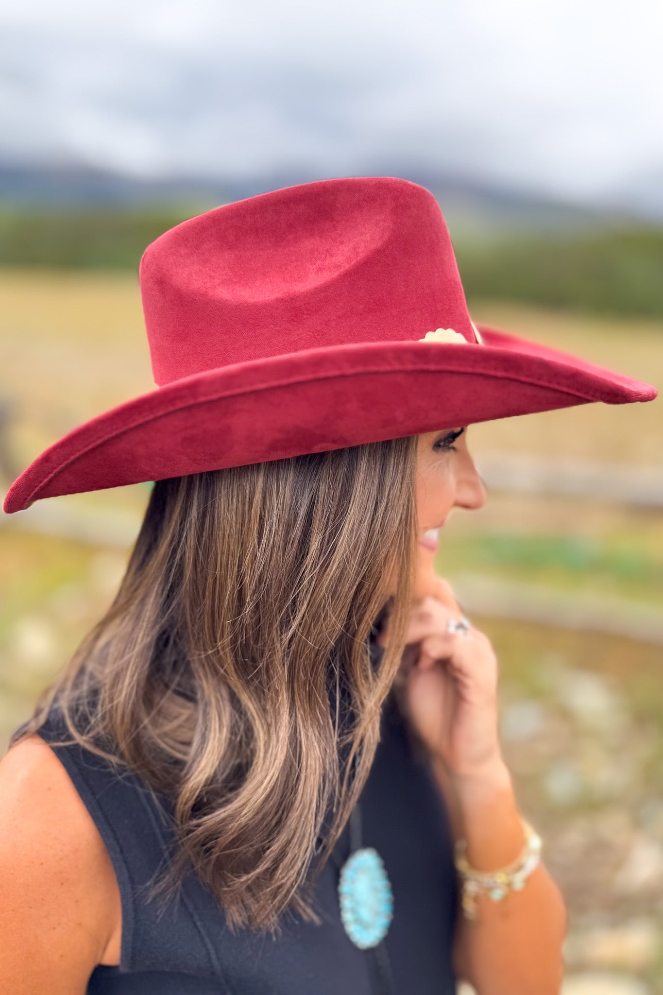 Burgundy Concho Band Cowboy Hat