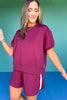 SSYS Crew Neck Scuba Inset Short Sleeve Top In Mulberry