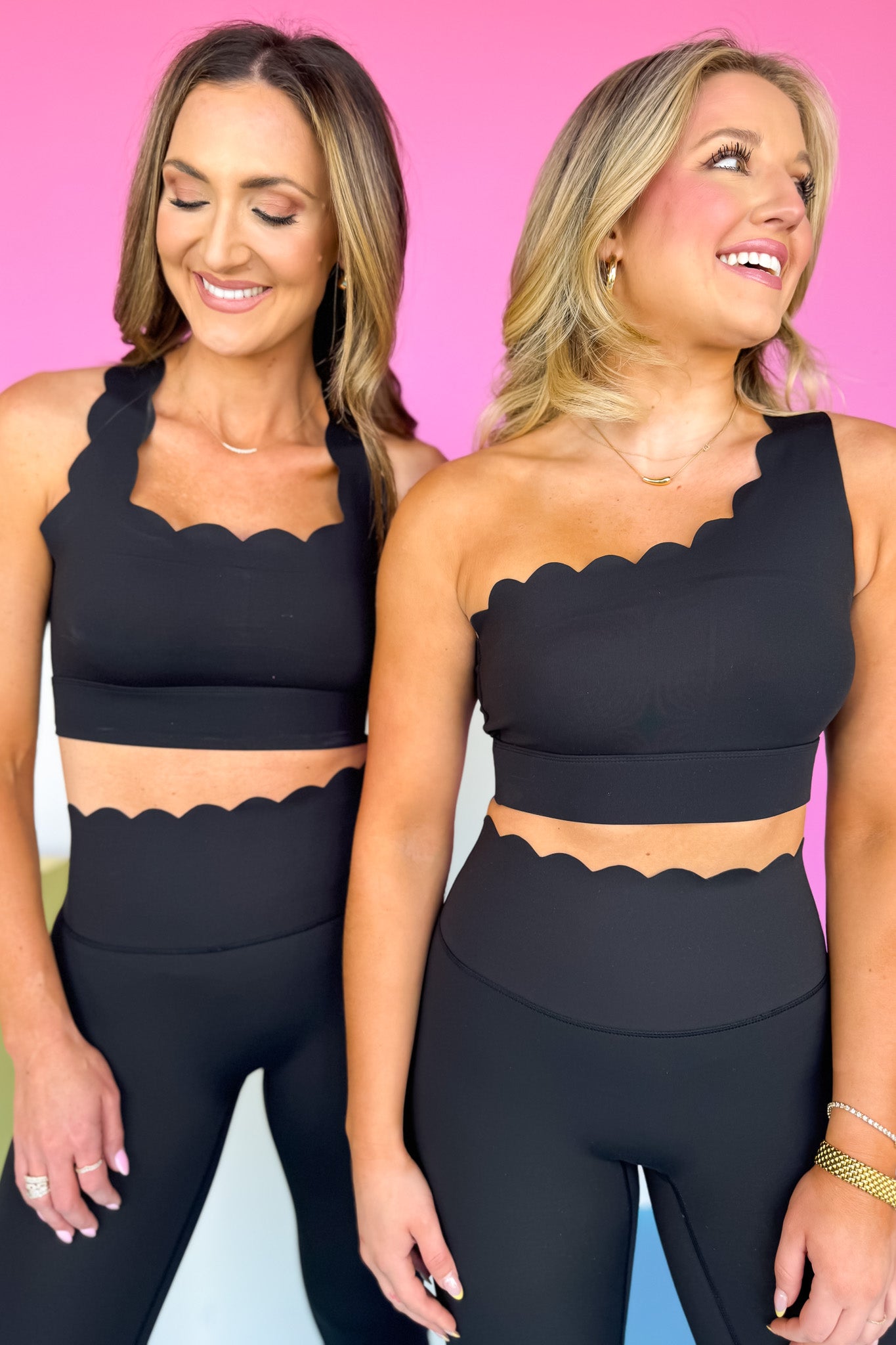 SSYS Black Longline Scallop Cross Back Sports Bra
