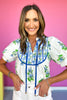 Off White Floral Print Contrast Yoke Short Puff Sleeve Top *FINAL SALE*