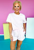 Pink Short Sleeve Slit Front Drawstring Waist Shorts Set *FINAL SALE*
