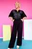 Black Open Stitch Knit Button Front Short Sleeve Top *FINAL SALE*