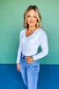 SSYS Ribbed V Neck Long Sleeve Top In White