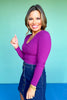 SSYS Ribbed V Neck Long Sleeve Top In Orchid