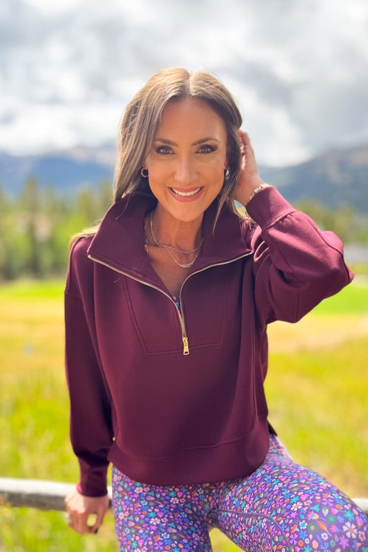 SSYS Ainsley Cropped Air Pullover In Maroon