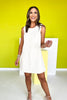 SSYS Jules Shift Faux Button Dress In Ivory